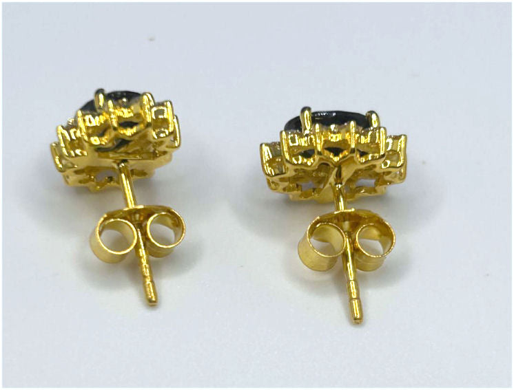 2.50ct Sapphire & Diamond Earrings in 14K Yellow Gold