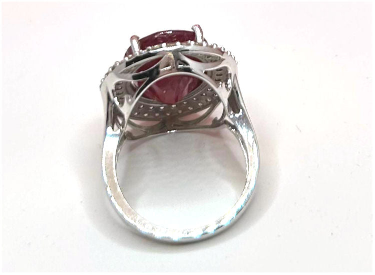 10.20ctw Diamond and Ruby Set in 18K White Gold Ring