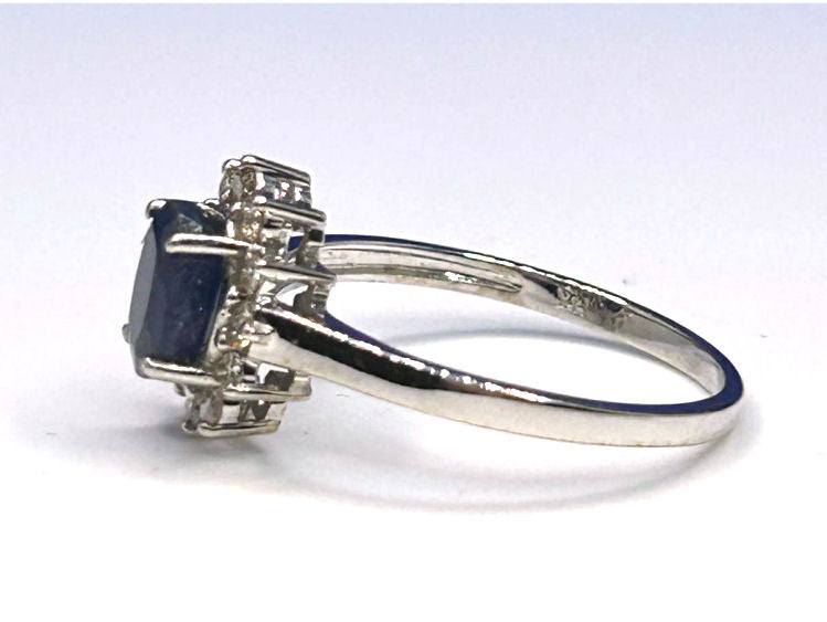 1.14ct Sapphire & Diamond Ring in 14K White Gold