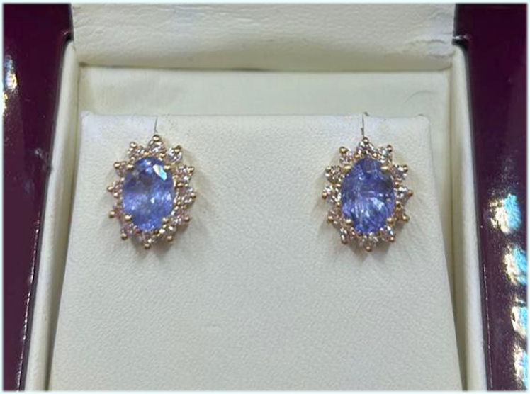 2.50ct Tanzanite & Diamond Earrings in 14K Yellow Gold