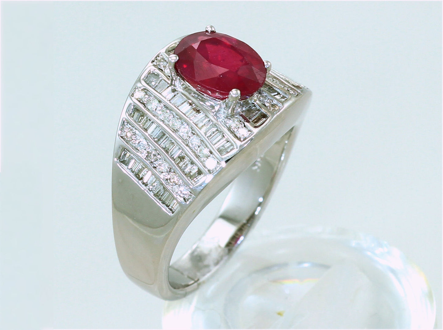 2.55ct Ruby Diamond Ring in 14k White Gold