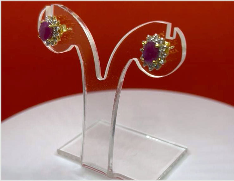 2.50ct Ruby & Diamond Earrings in 14K Yellow Gold