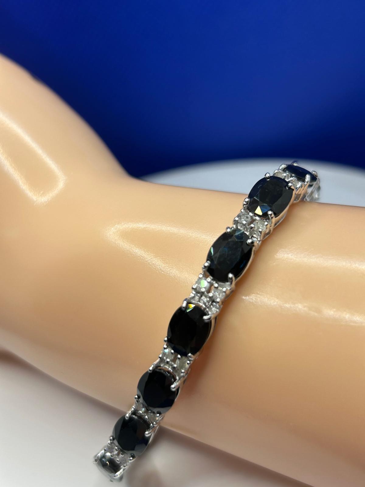 23.05ct Sapphire & Diamond Bracelet in 12K White Gold