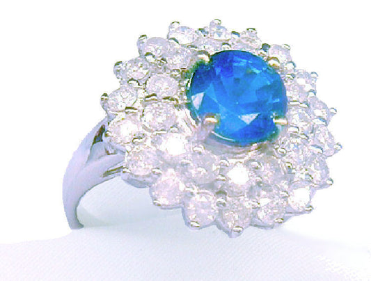 3.18ct Ceylon Sapphire & Diamond Ring in 14K White Gold