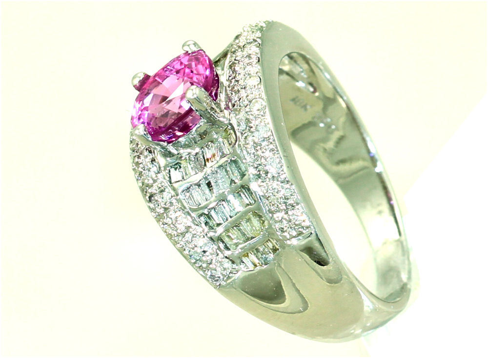 2.0 Carat Sapphire Diamond Ring in 14k White Gold