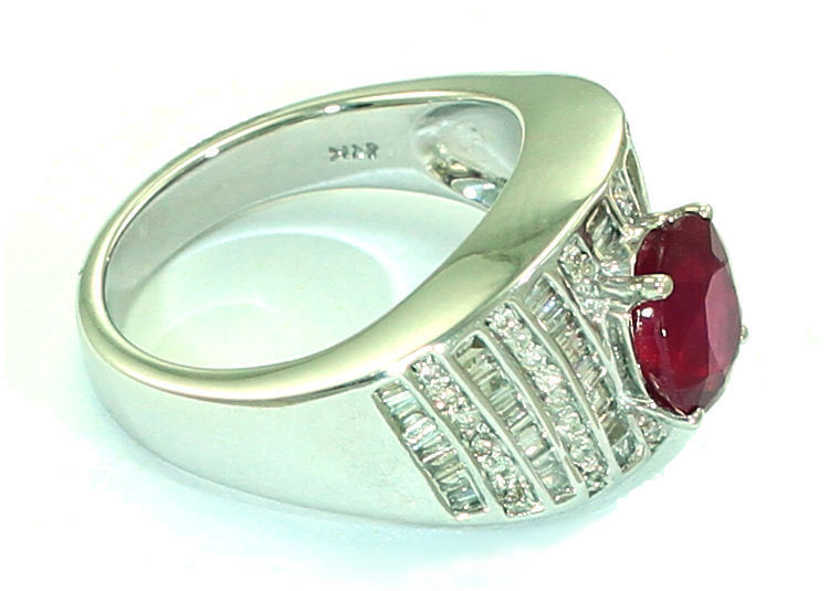2.55ct Ruby Diamond Ring in 14k White Gold