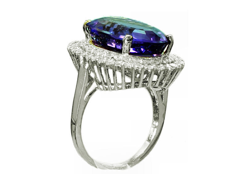 10.55ctw Diamond and Amethyst Set in 18K White Gold Ring