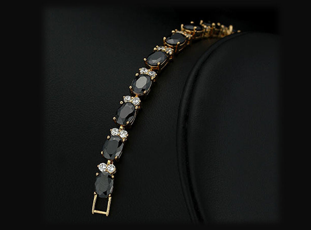 Exquisite Blue CZ And 18k Yellow Gold Plated Bracelet