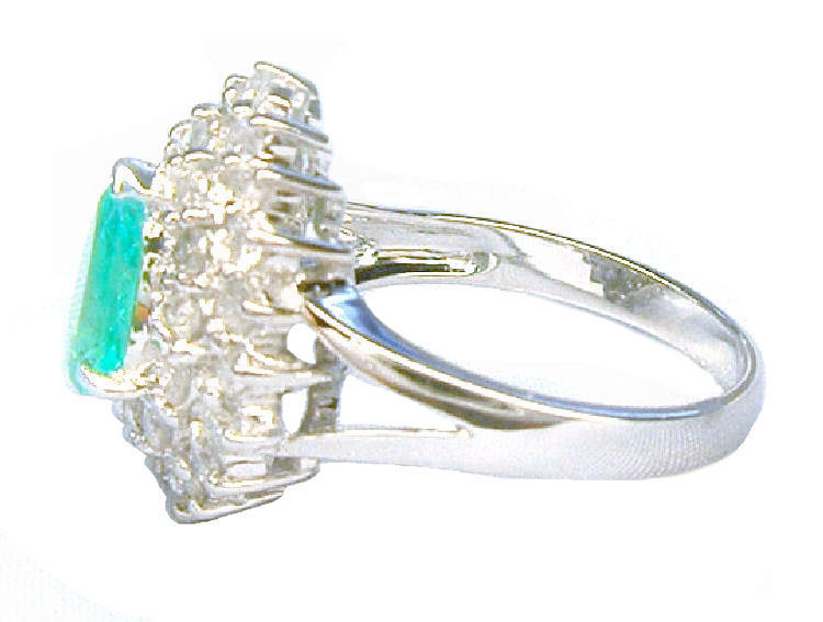 Striking 1.99ct Diamond & Emerald 18K White Gold Ring