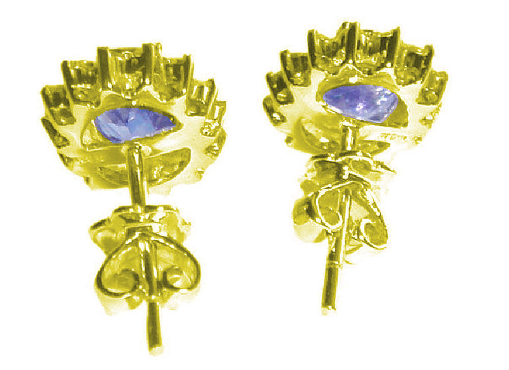 2.50ct Tanzanite & Diamond Earrings in 14K Yellow Gold