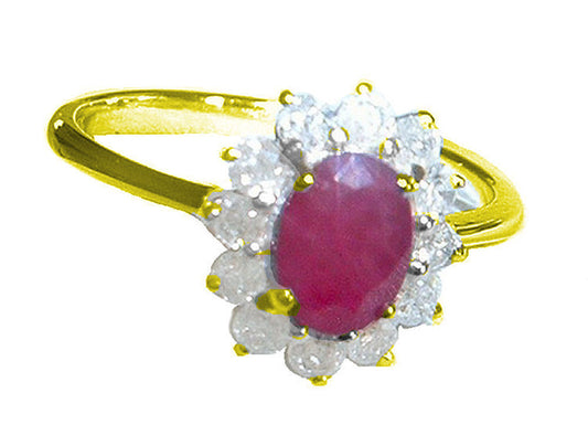 1.14ct Ruby & Diamond Ring in 14K Yellow Gold