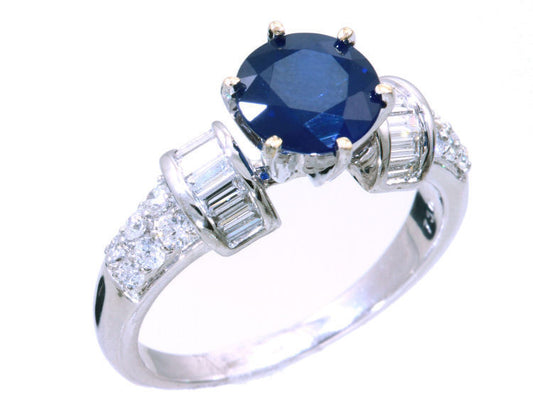 2.55ctw Diamond and Ceylon Sapphire Set in 18K White Gold Ring