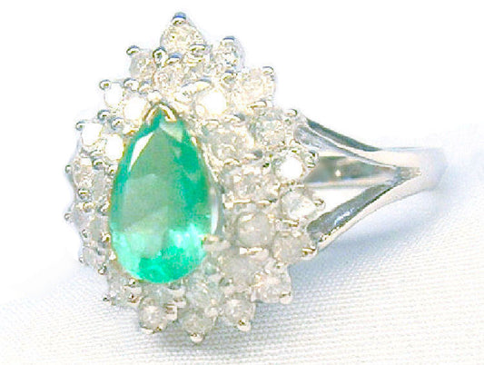 1.58ct Colombian Emerald & Diamond Ring in 18K White Gold