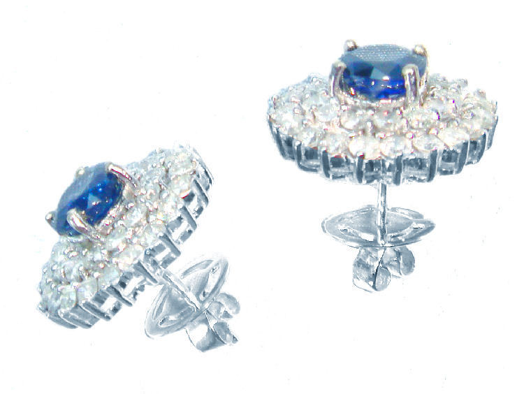 5.58ct Ceylon Sapphire & Diamond Earrings in 12K White