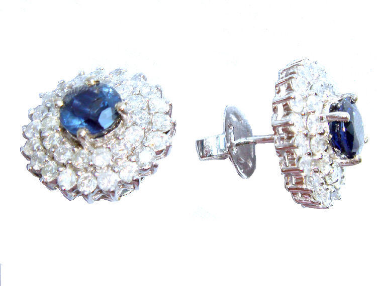 5.58ct Ceylon Sapphire & Diamond Earrings in 12K White