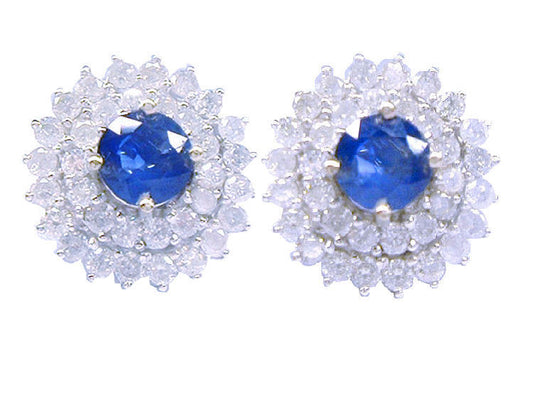 5.60ct Ceylon Sapphire & Diamond Earrings in 12K White Gold
