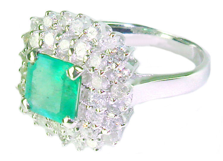 2.40ct Emerald & Diamond Ring in 18K White Gold