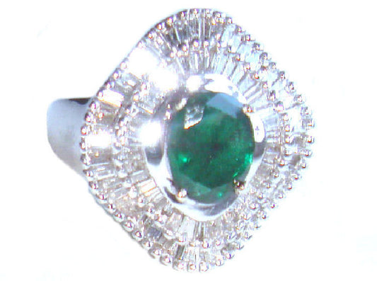 2.46ct Emerald & Diamond Ring in 14K White Gold