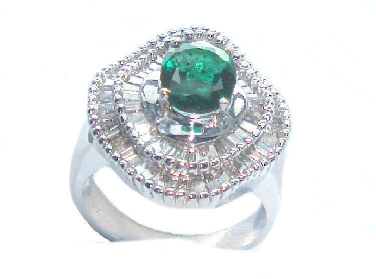 2.46ct Emerald & Diamond Ring in 14K White Gold