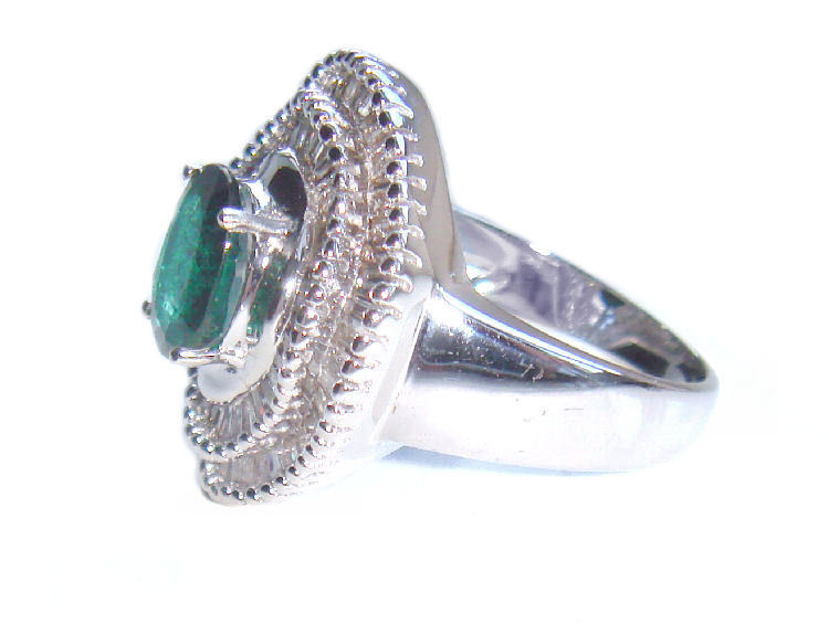 2.46ct Emerald & Diamond Ring in 14K White Gold