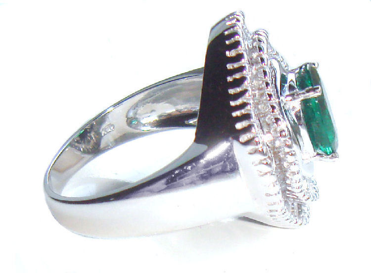 2.46ct Emerald & Diamond Ring in 14K White Gold