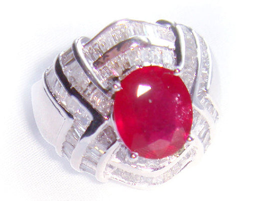 4.41ct Ruby & Diamond Ring in 18K White Gold