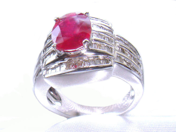 4.27ct Ruby & Diamond Ring in 14K White Gold