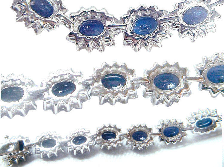 19.15ct Sapphire & Diamond Bracelet in 14K White Gold