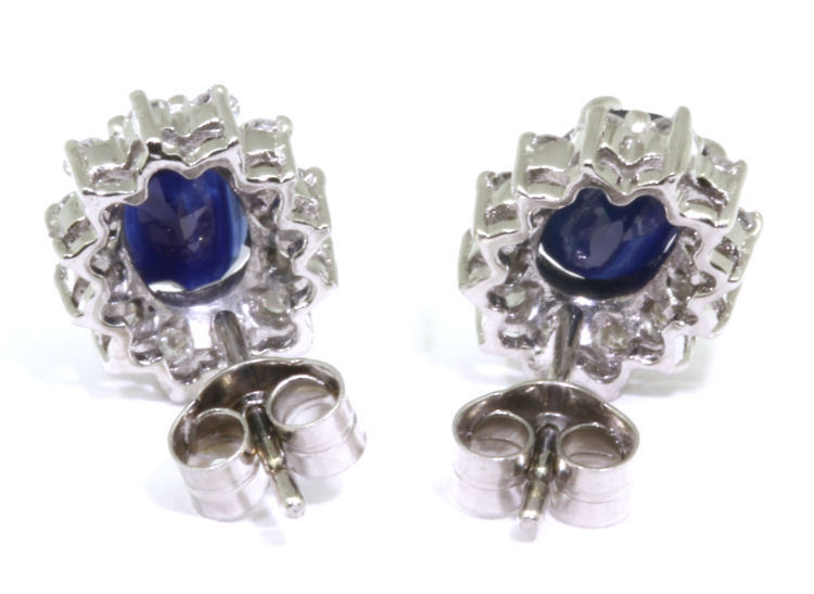 Sparkling 2.5ct Diamond &Sapphire Earrings in 14K Gold
