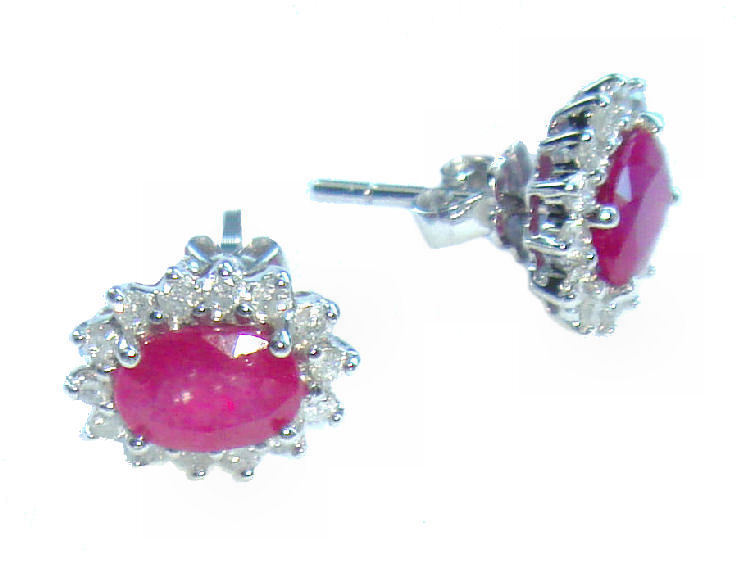 2.50ct Ruby & Diamond Earrings in 14K White Gold