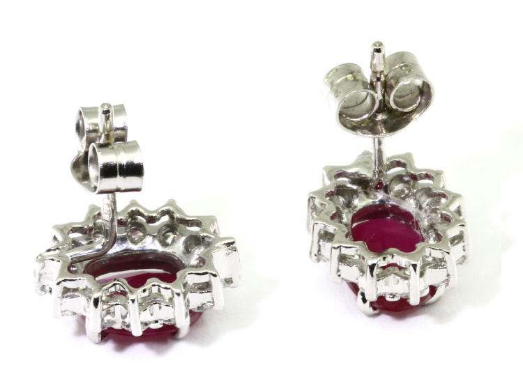 2.50ct Ruby & Diamond Earrings in 14K White Gold