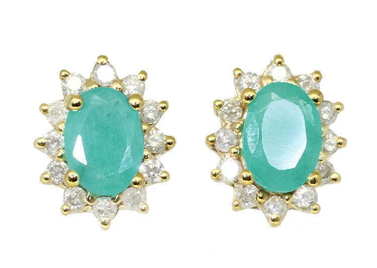 2.50ct Emerald & Diamond Earrings in 14K Yellow Gold