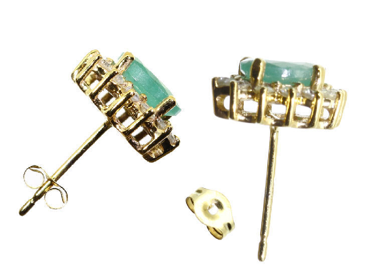 2.50ct Emerald & Diamond Earrings in 14K Yellow Gold