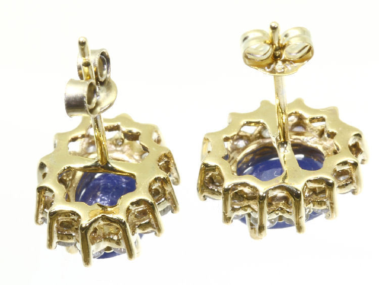 2.50ct Sapphire & Diamond Earrings in 14K Yellow Gold