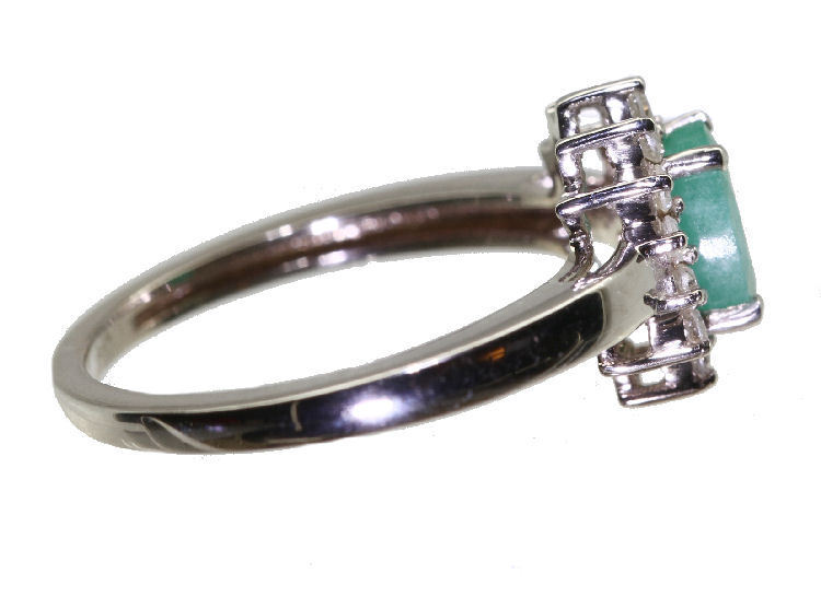 1.14ct Emerald & Diamond Ring in 14K White Gold