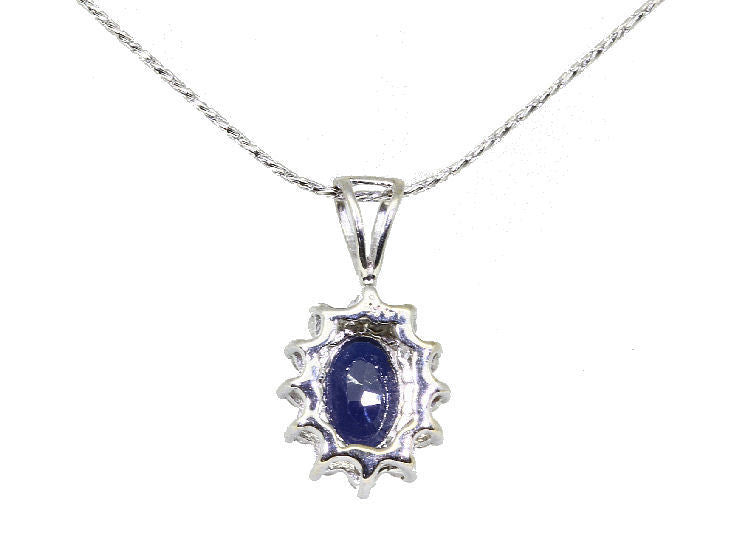 1.14ct Sapphire & Diamond Necklace in 18K & 14K White Gold