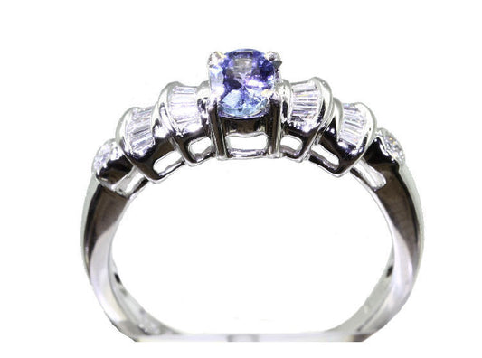 0.84ct Tanzanite & Diamond Ring in 18K White Gold