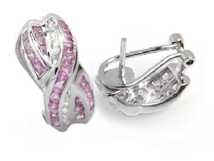 1.47ct Sapphire & Diamond Earrings in 10K White Gold