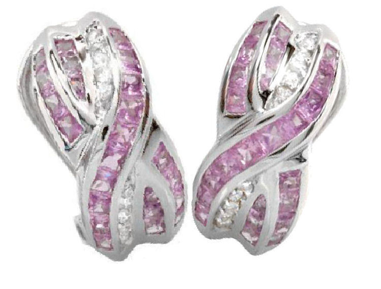 1.47ct Sapphire & Diamond Earrings in 10K White Gold
