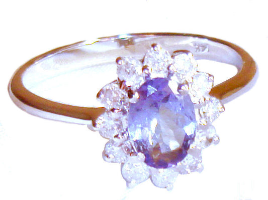 1.14ct Tanzanite & Diamond Ring in 14K White Gold