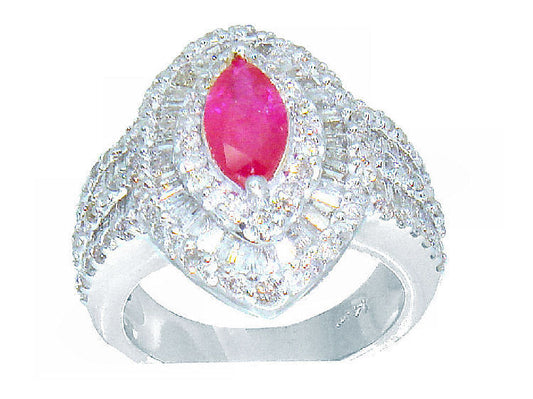 3.16ct Ruby & Diamond Ring in 14K White Gold