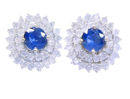 5.98ct Ceylon Sapphire & Diamond Earrings in 12K White Gold