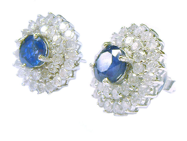 5.98ct Ceylon Sapphire & Diamond Earrings in 12K White Gold