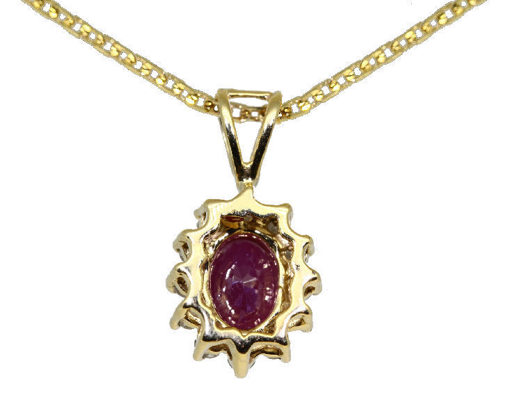 1.14ct Ruby & Diamond Necklace in 18K & 14K Yellow Gold