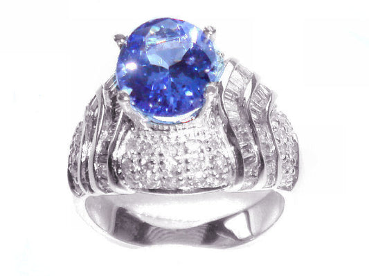 3.14ct Tanzanite & Diamond Ring in 14K White Gold