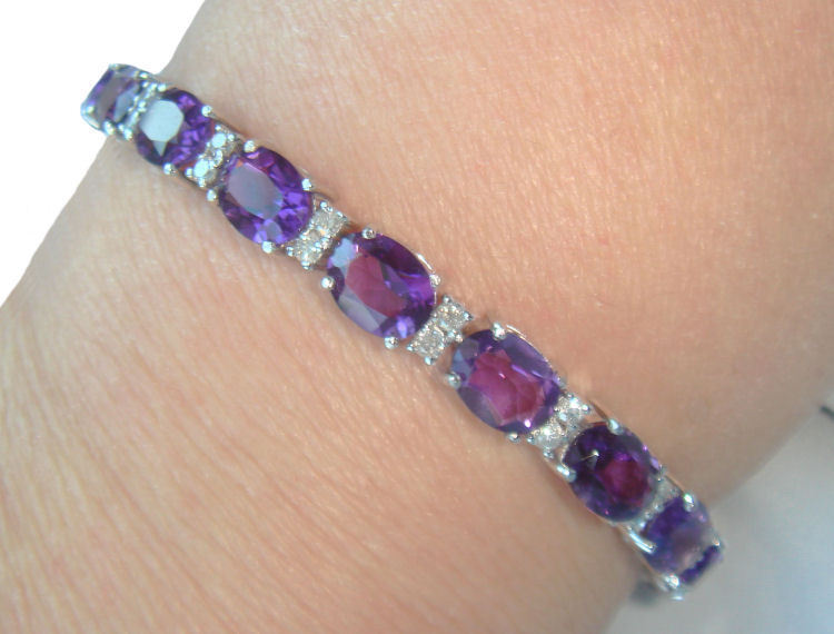 23.35ct Amethyst & Diamond Bracelet in 12K White Gold