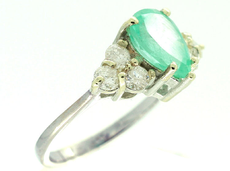 1.94ct Colombian Emerald & Diamond Cluster Ring in 14K White Gold