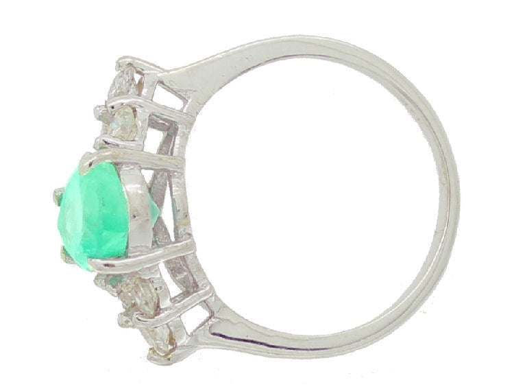 2.93ct Colombian Emerald & Diamond Cluster Ring in 14K White Gold