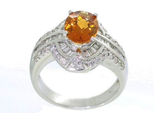 2.41ct Citrine & Diamond Ring in 14K White Gold