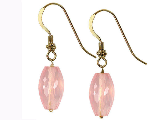 Rose Quartz Faceted Drops Earrings in Sterling Silver